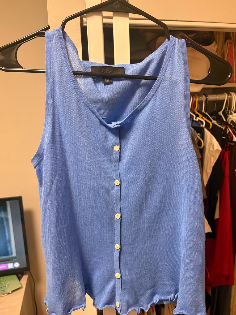 Zara Periwinkle Button-Front Knit Tank